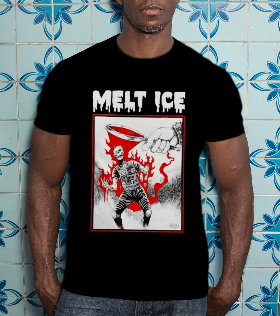 Melt Ice Skeleton Magnifying Glass Scene T-Shirt