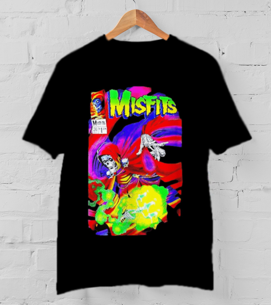 Misfits Hell Fiend Spawn 31 Fiend Skull Cloak Neon T-Shirt