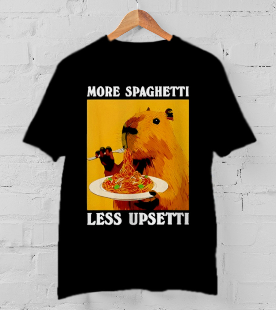 More Spaghetti Less Upsetti Capybara Eating Pasta Plate T-Shirt