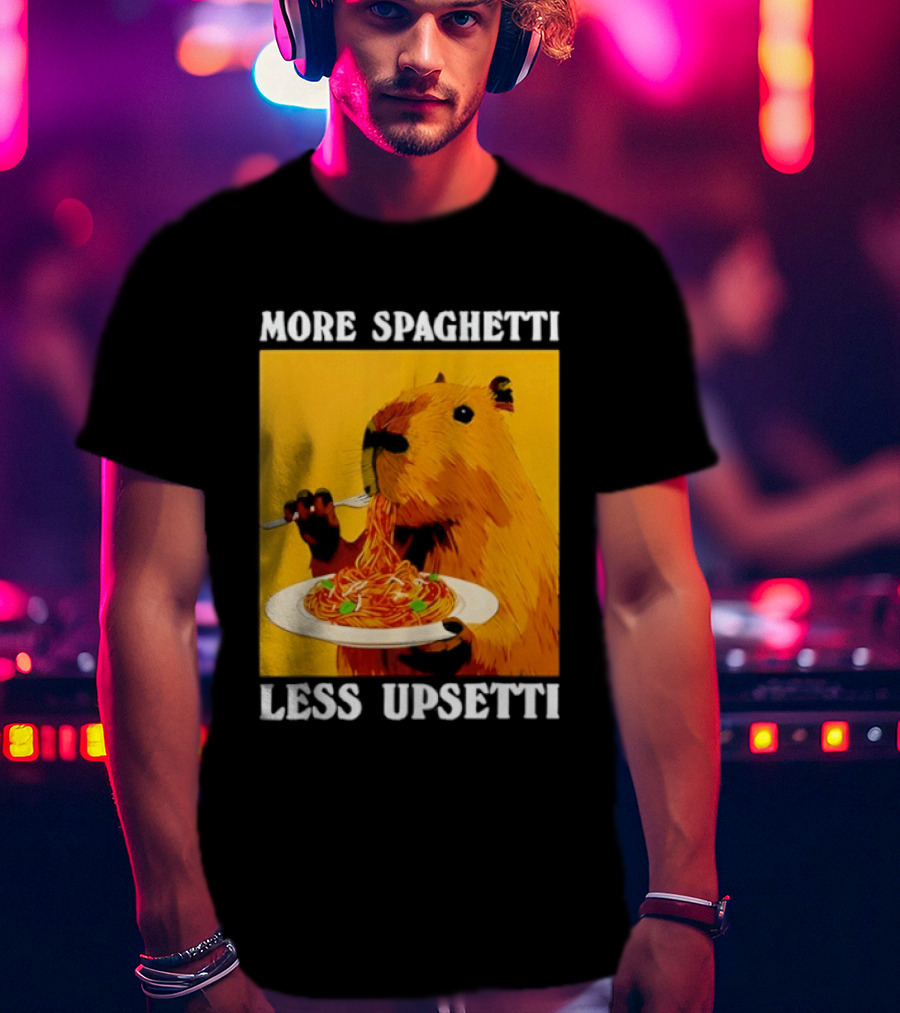 More Spaghetti Less Upsetti Capybara Eating Pasta Plate T-Shirt