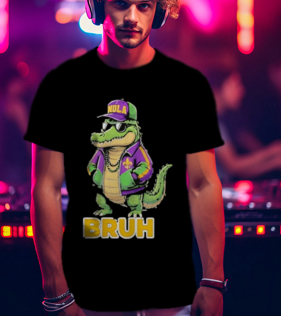 New Orleans Alligator Nola Bruh Mardi Gras Party Vibe T-Shirt