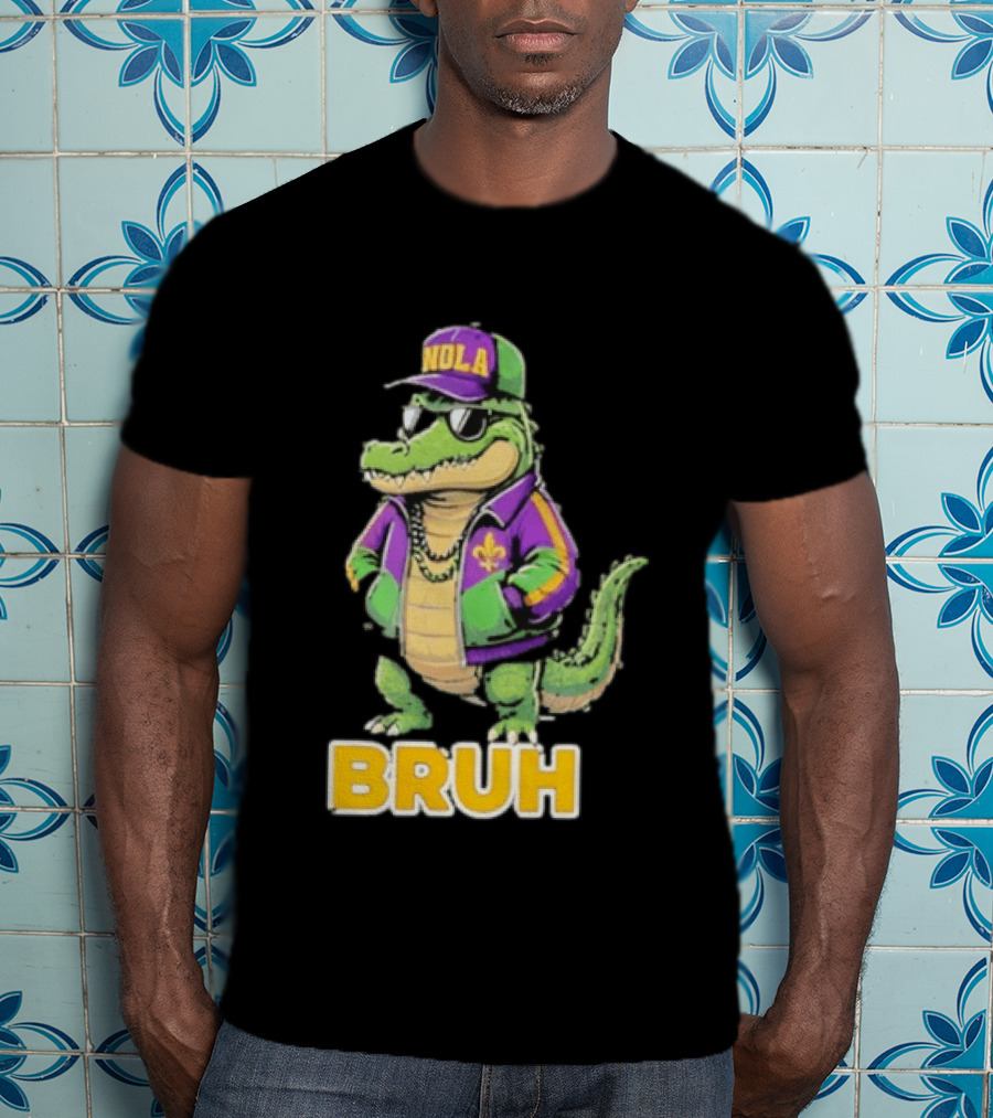 New Orleans Alligator Nola Bruh Mardi Gras Party Vibe T-Shirt