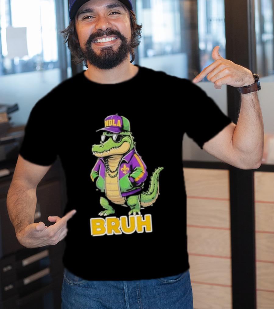New Orleans Alligator Nola Bruh Mardi Gras Party Vibe T-Shirt