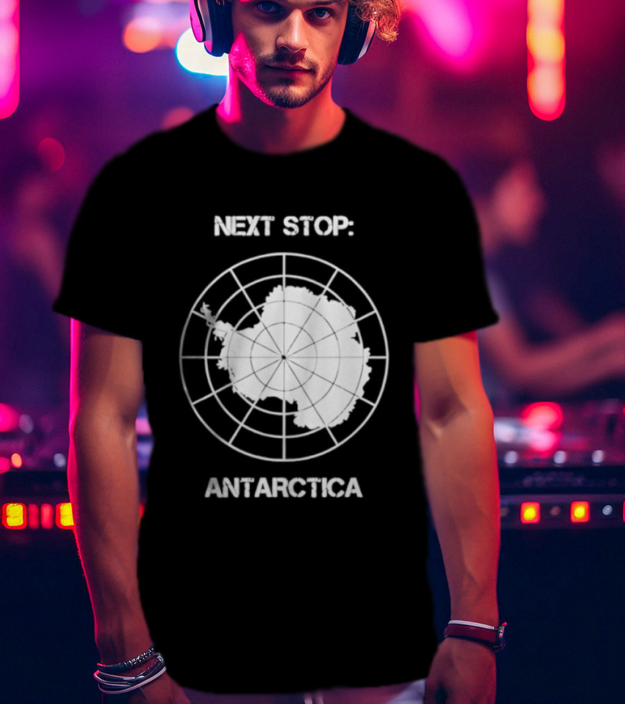 Next Stop Antarctica Map Outline Adventure T-Shirt