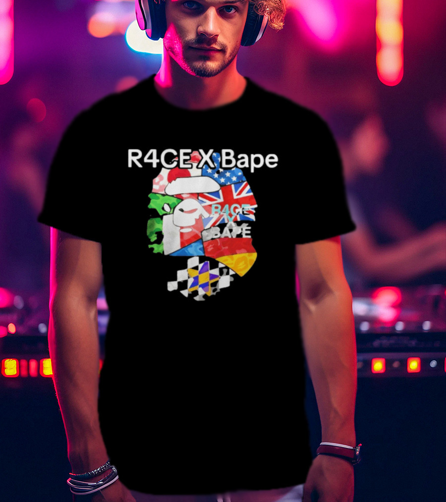 R4CE X Bape International Flags Collaboration T-Shirt