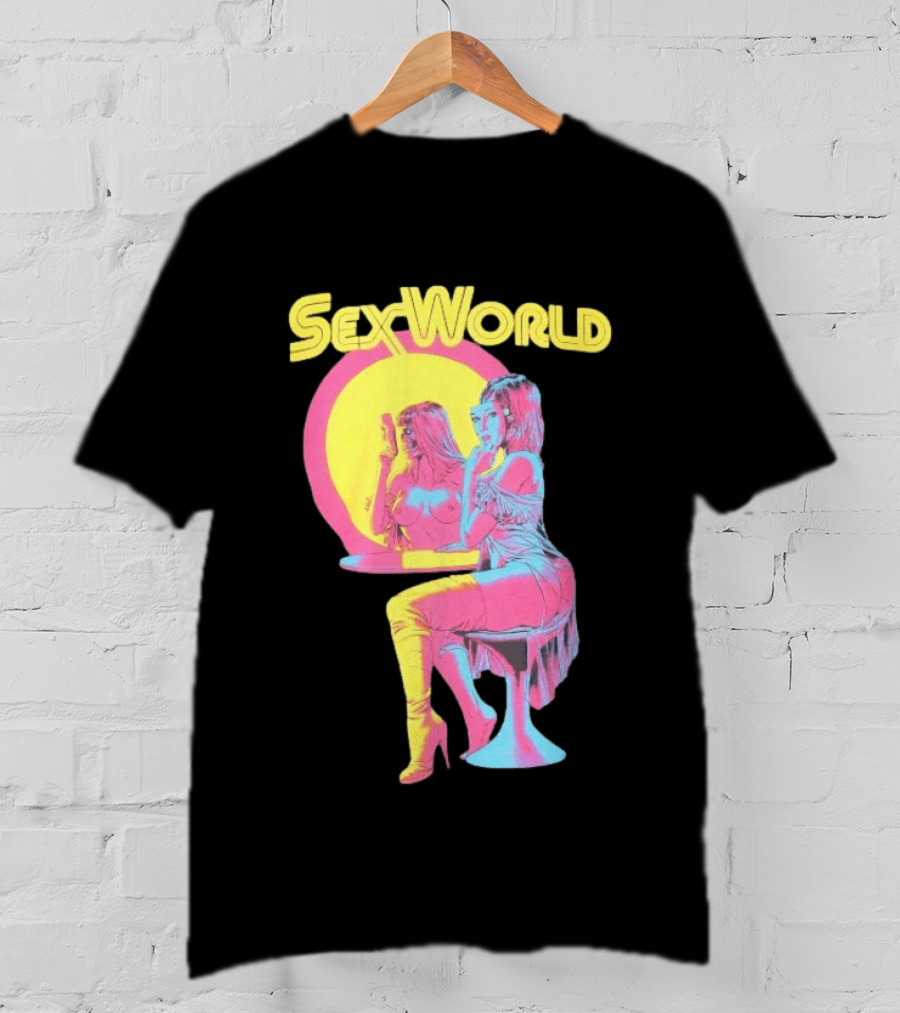 SexWorld Retro Neon Art Style With Futuristic Sexbot T-Shirt