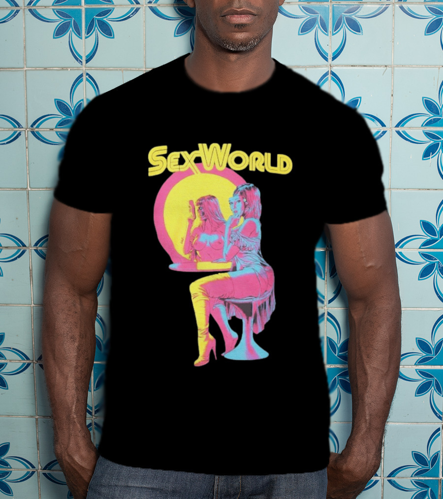 SexWorld Retro Neon Art Style With Futuristic Sexbot T-Shirt