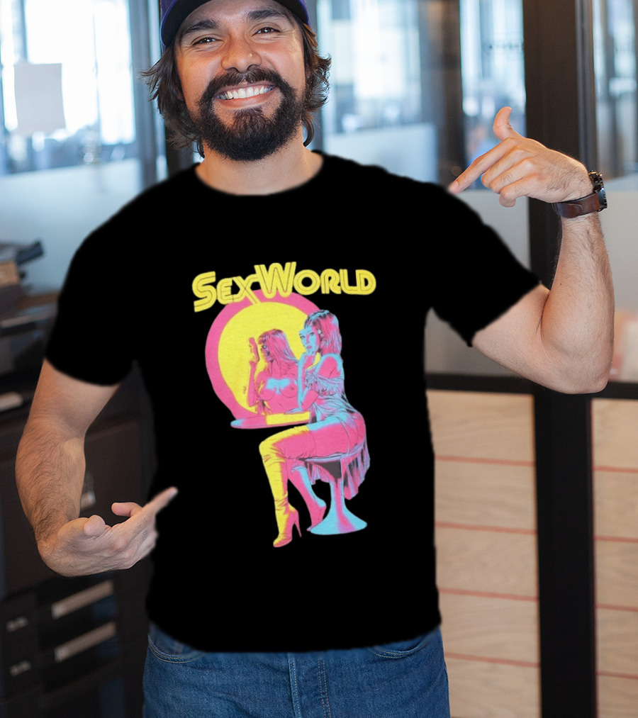 SexWorld Retro Neon Art Style With Futuristic Sexbot T-Shirt