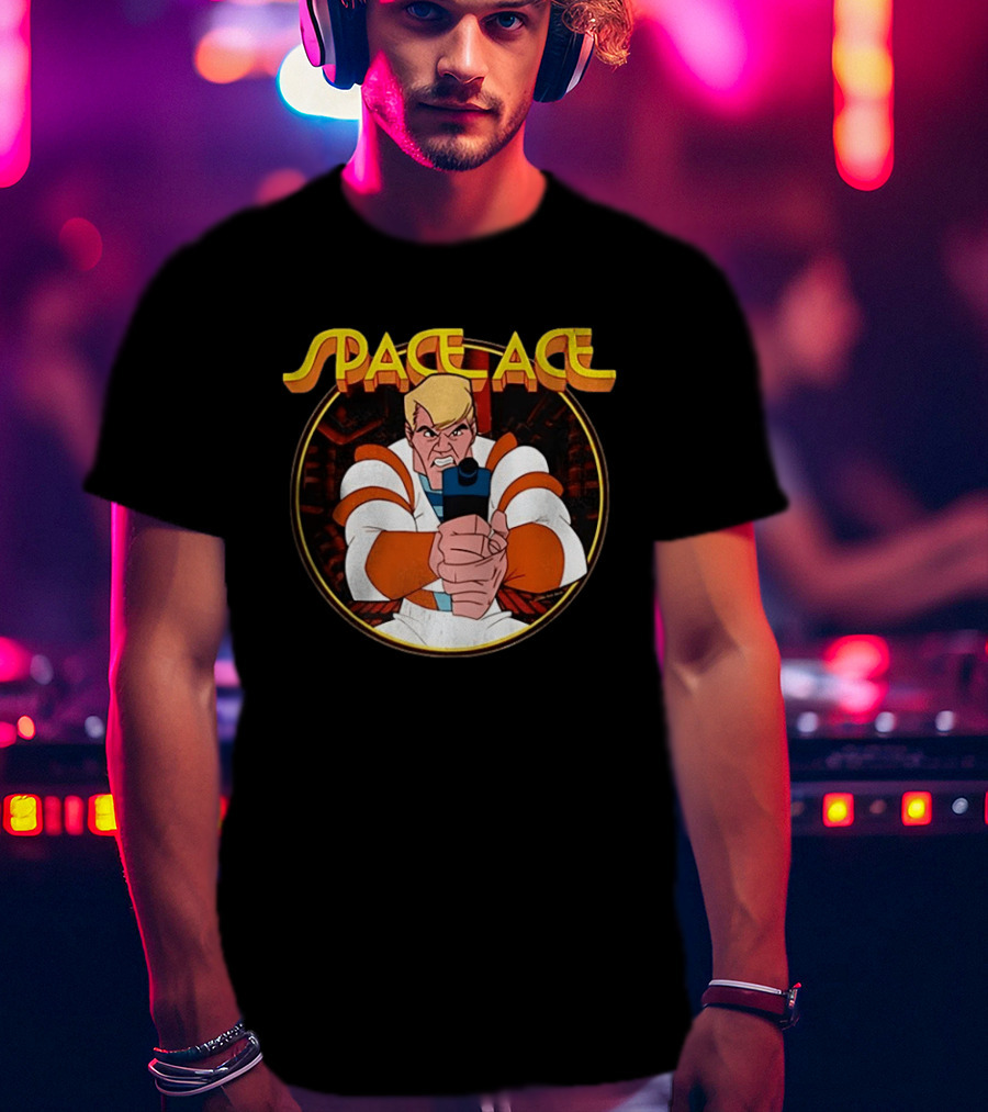Space Ace Classic Video Game Hero With Blaster T-Shirt