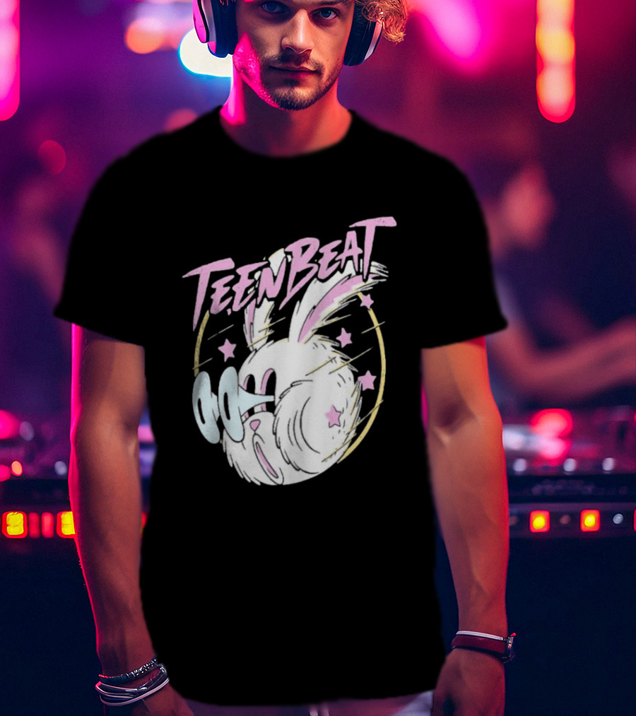 Teen Beat Blink Bunny Whimsical Pastel Stars Emo Vibe T-Shirt