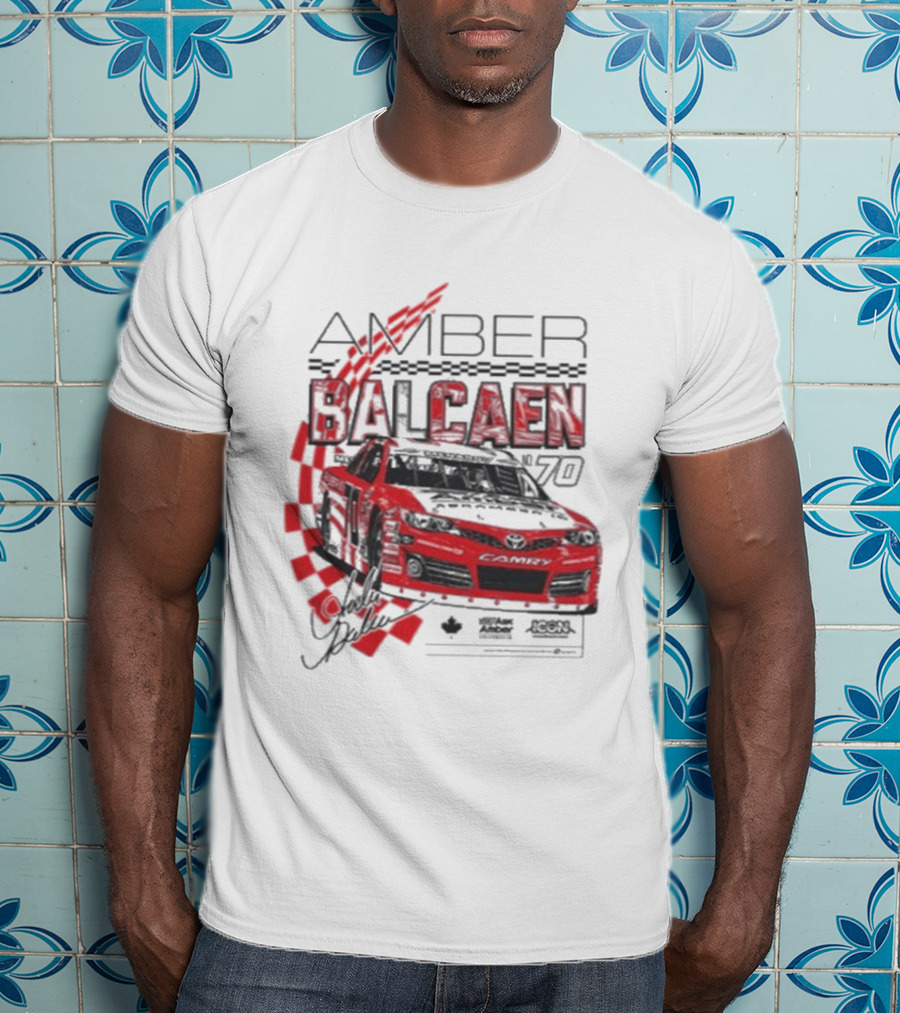 Amber Balcaen Racing Daytona Red Car Number 70 Racing Flags T-Shirt
