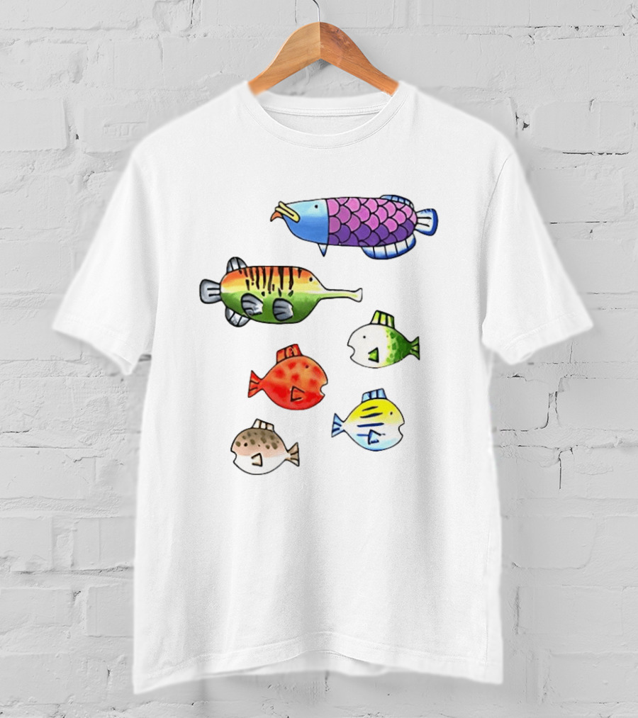 Fishing Wii Party Play Fish Species Video Game Colorful Fish T-Shirt
