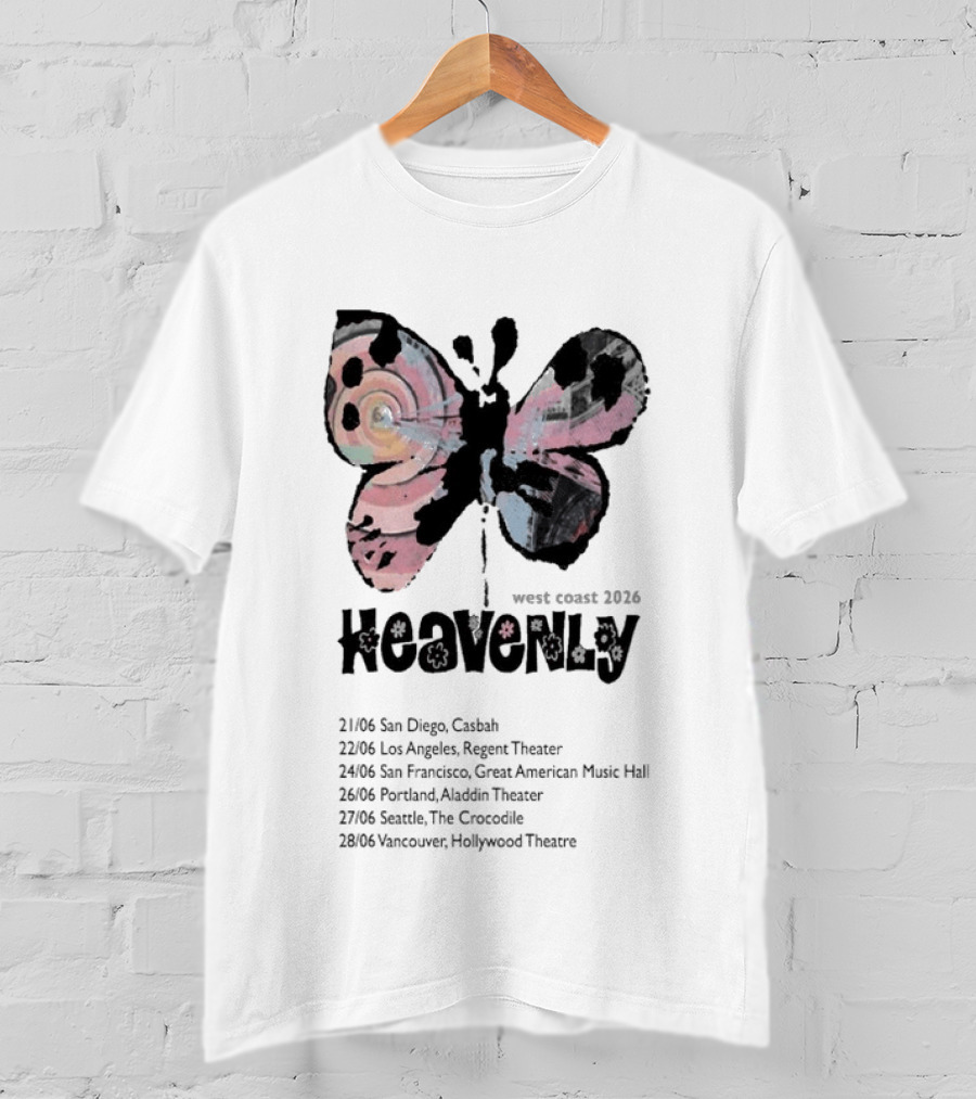 Heavenly 2026 West Coast Tour San Diego Los Angeles San Francisco Portland Seattle Vancouver T-Shirt