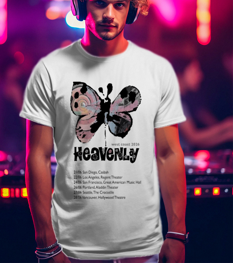 Heavenly 2026 West Coast Tour San Diego Los Angeles San Francisco Portland Seattle Vancouver T-Shirt