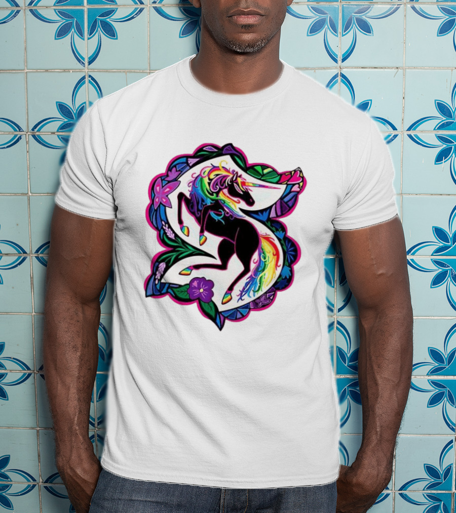 Seattle Kraken Unicorn Pride Rainbow Floral T-Shirt