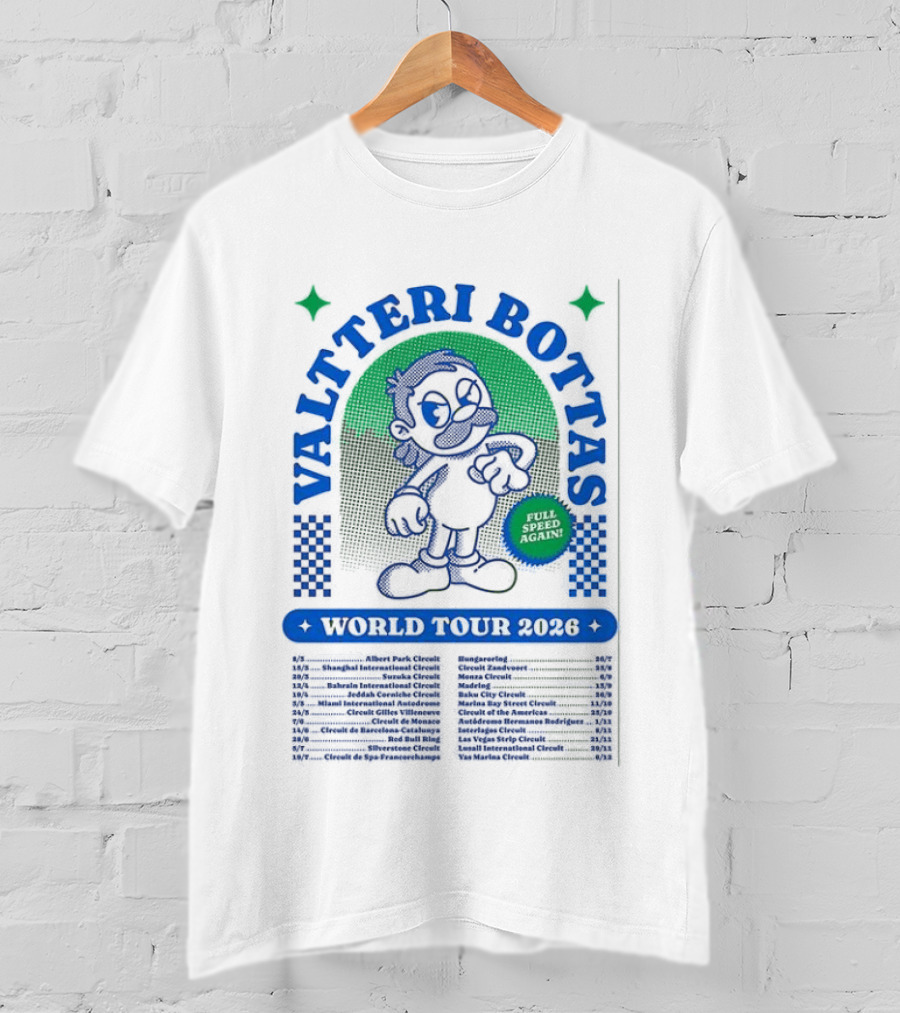 Valtteri Bottas World Tour 2026 Full Speed Again Racing T-Shirt