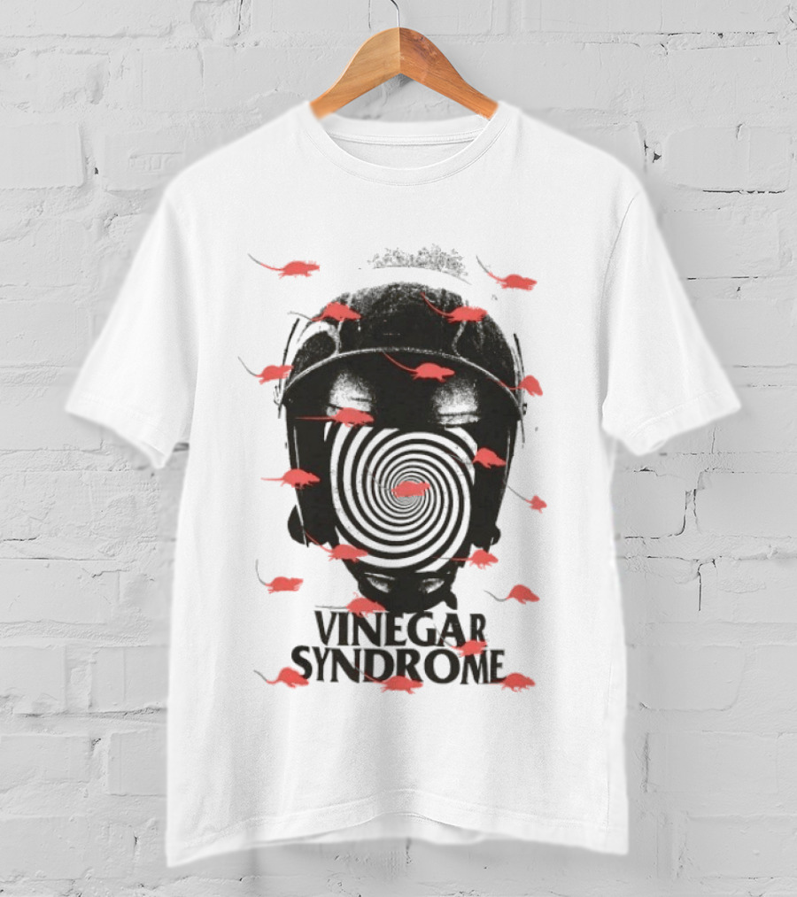 Vinegar Syndrome Ratpocalypse Rats Gas Mask Swirl Red Rodents T-Shirt
