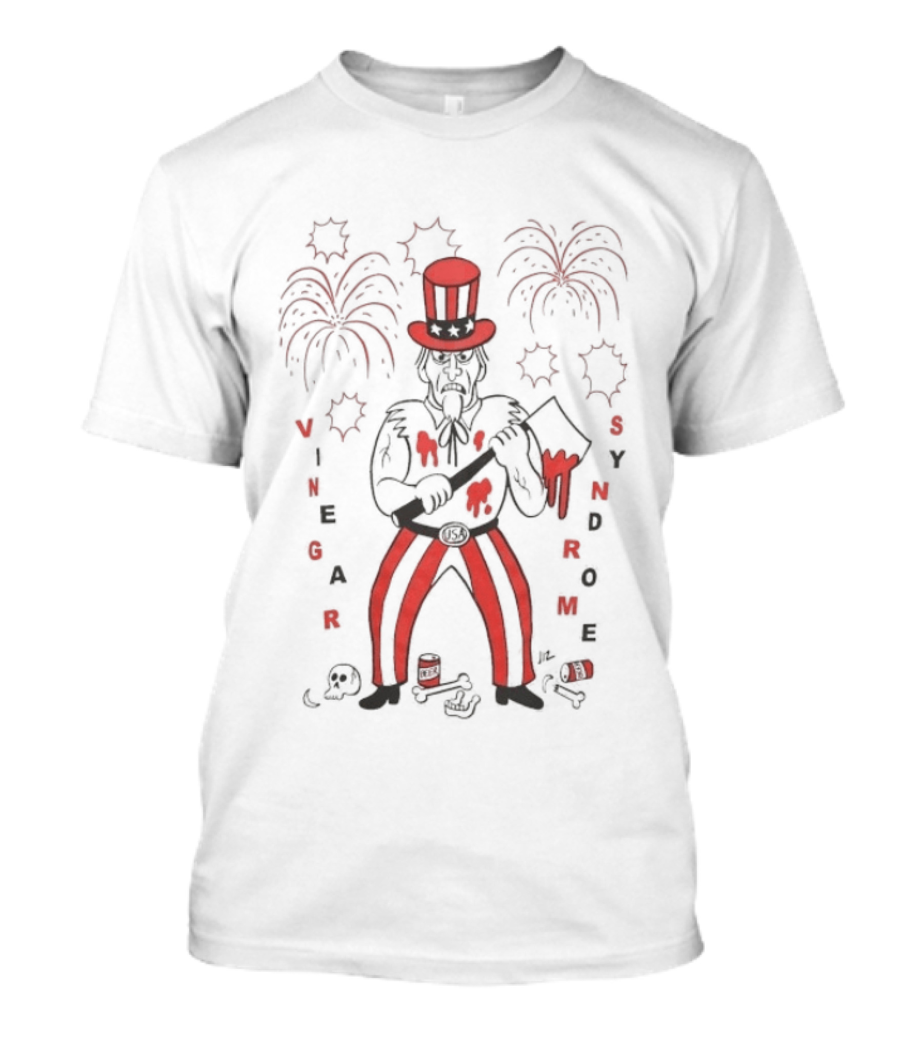 Vinegar Syndrome Sam Uncle Sam Red White Fireworks 4th Of July T-Shirt