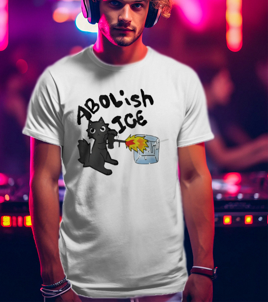 Abolish Ice Cat Torch Melting Cube T-Shirt