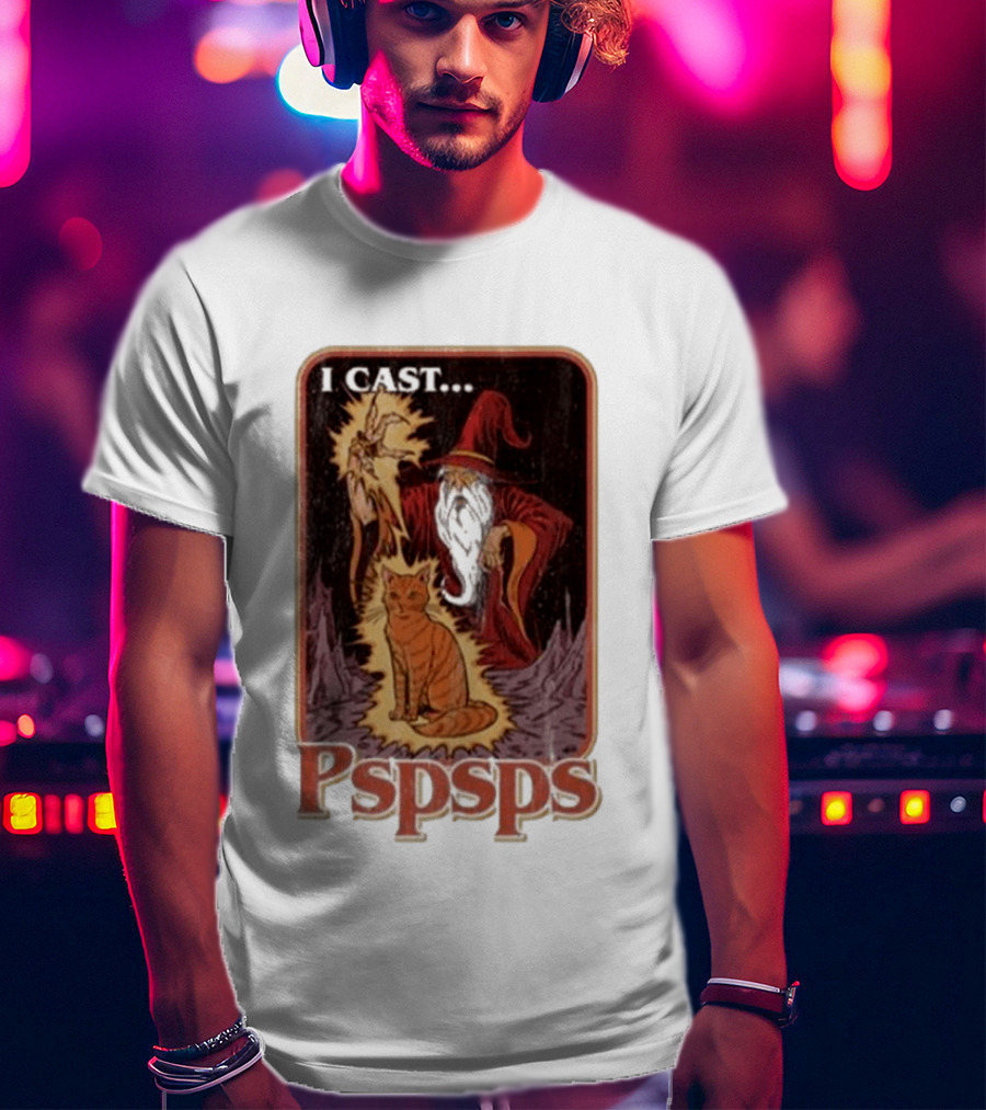 I Cast Pspsps Wizard Mystical Cat Aidan Wachter T-Shirt
