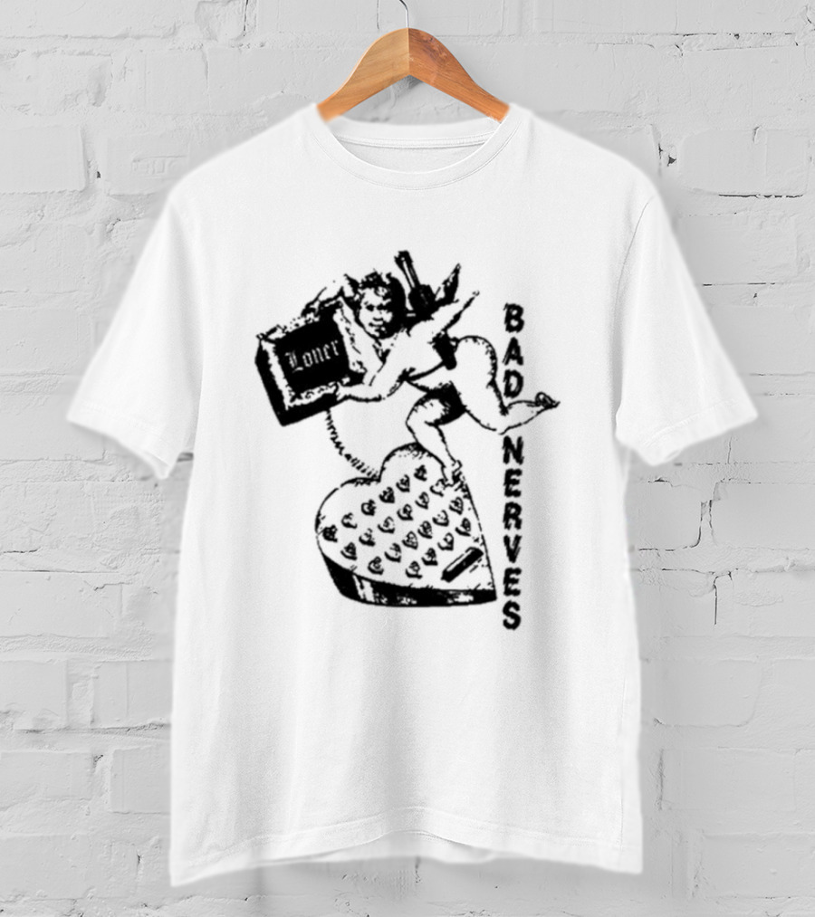 Bad Nerves Loner Checkered Heart And Angel Playing Card T-Shirt