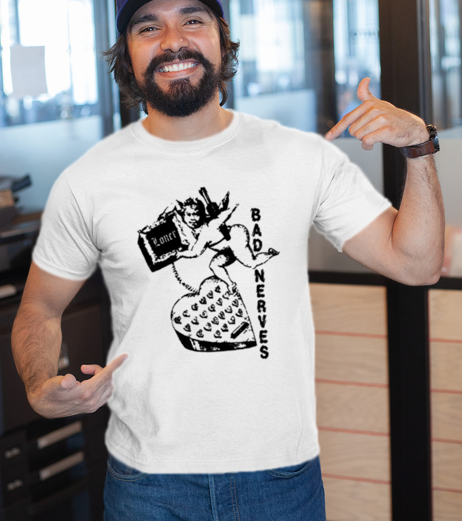 Bad Nerves Loner Checkered Heart And Angel Playing Card T-Shirt