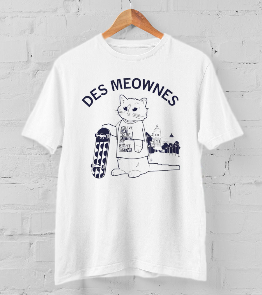 Des Meownes Cat Skateboarding Capitol Building T-Shirt
