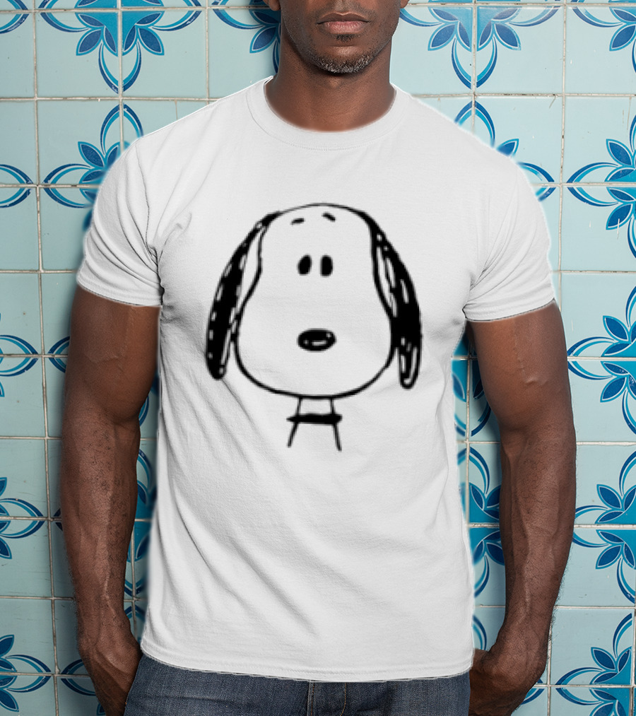 Peanuts Snoopy Face Black And White Cartoon T-Shirt
