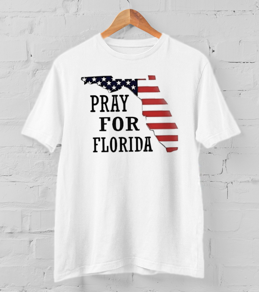 Pray For Florida American Flag Map Stars And Stripes T-Shirt