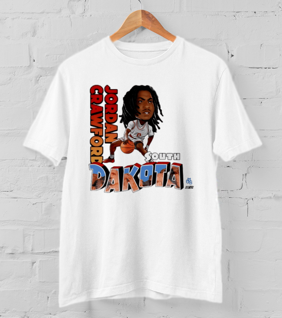 Jordan Crawford South Dakota Basketball Player Cartoon Sports T-Shirt