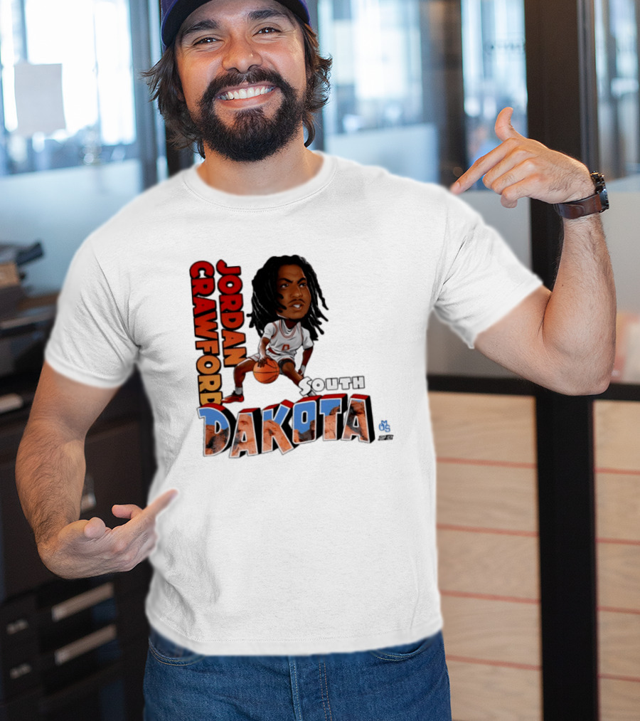 Jordan Crawford South Dakota Basketball Player Cartoon Sports T-Shirt