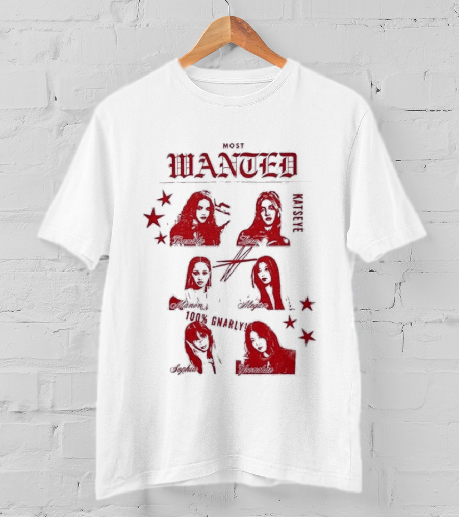 Katseye Most Wanted Red Stars And Figures T-Shirt