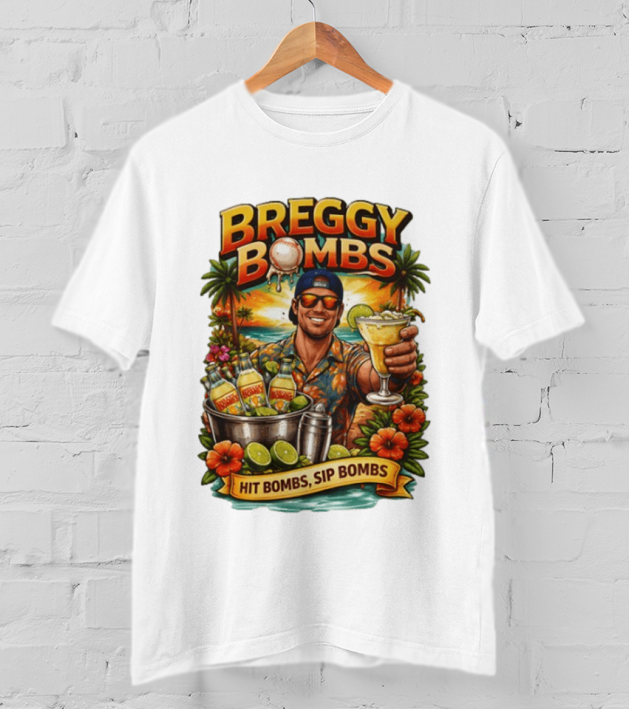 Breggy Bombs Hit Bombs Sip Bombs Tropical Cocktail Vibes T-Shirt