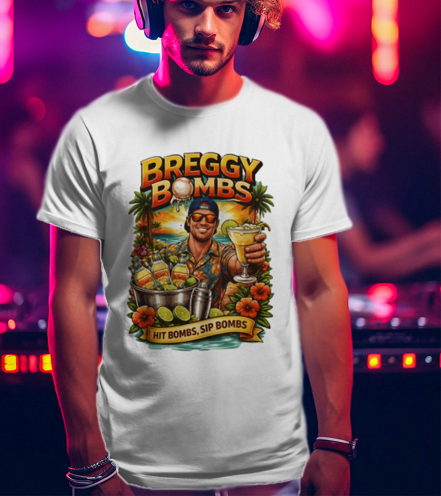 Breggy Bombs Hit Bombs Sip Bombs Tropical Cocktail Vibes T-Shirt