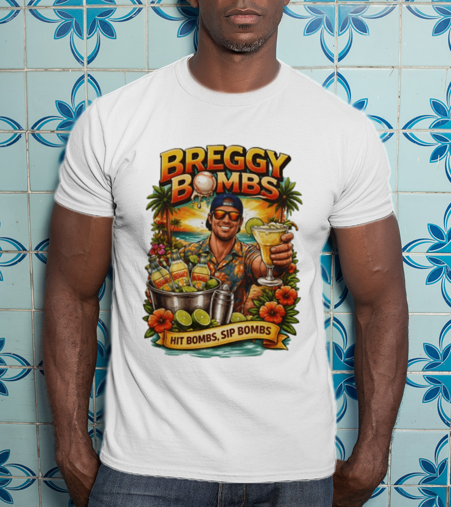 Breggy Bombs Hit Bombs Sip Bombs Tropical Cocktail Vibes T-Shirt