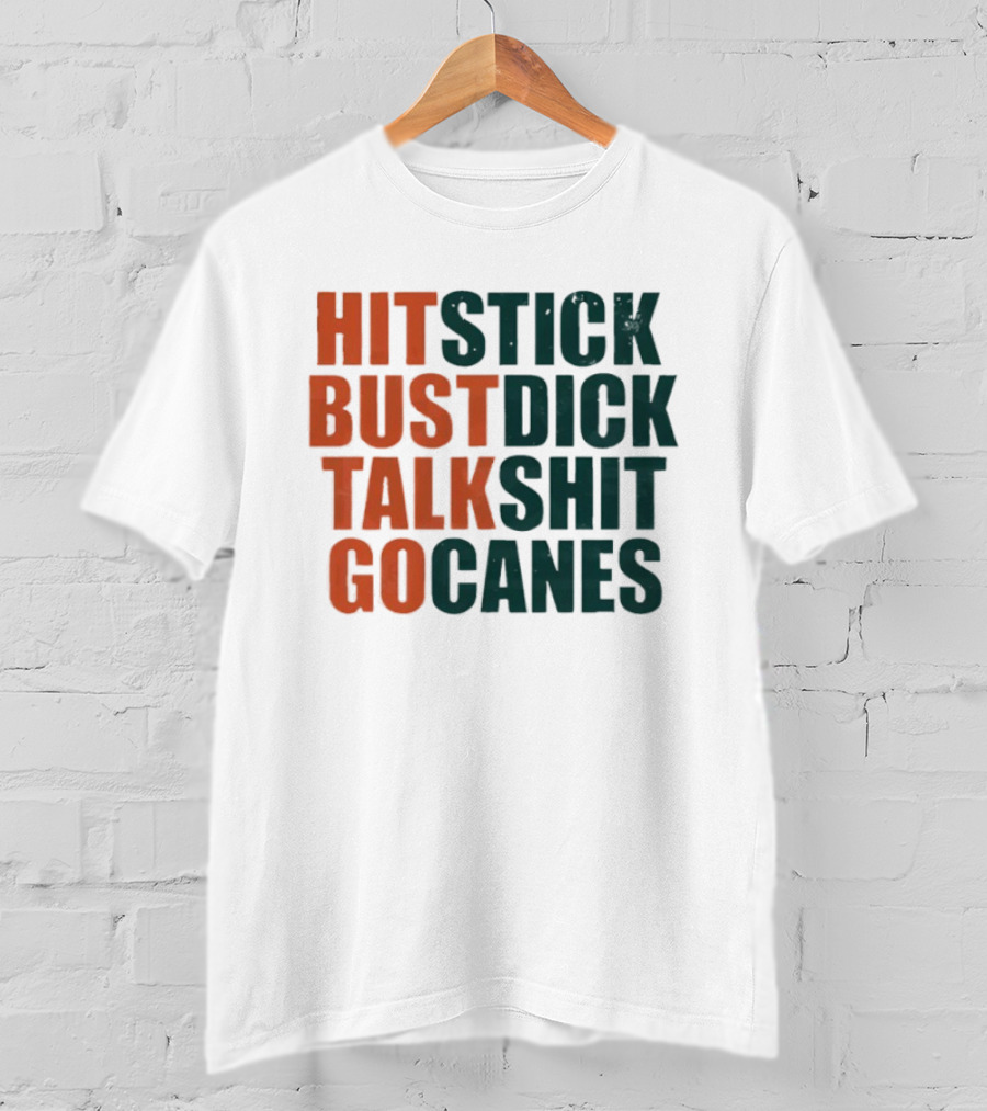Hit Stick Bust Dick Talk Shit Go Canes Miami Hurricanes T-Shirt