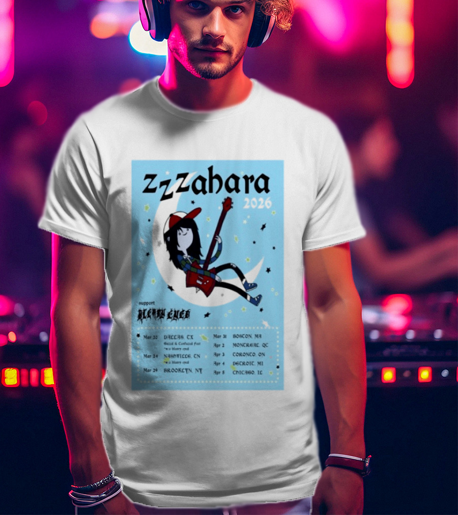Zzzahara Fall Tour 2026 Dates And Support Act With Cartoon Guitarist T-Shirt