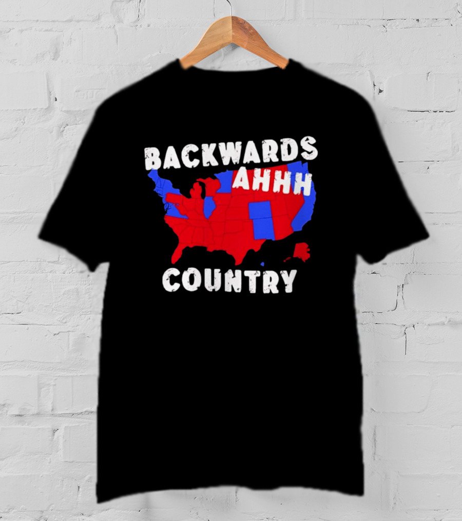 Backwards Ahhh Country State Map USA T-Shirt