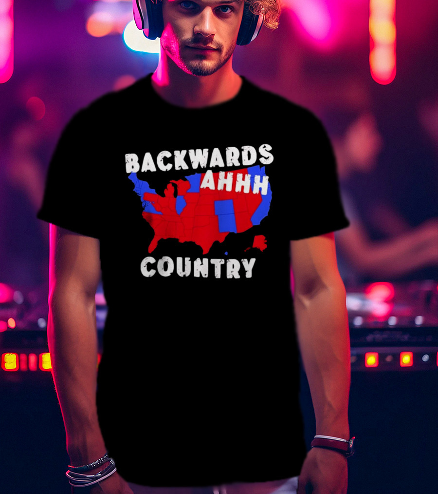 Backwards Ahhh Country State Map USA T-Shirt