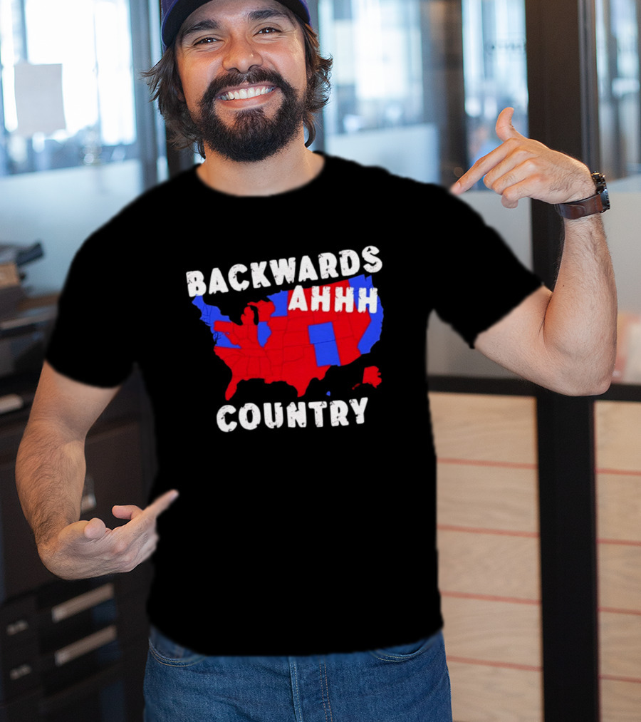 Backwards Ahhh Country State Map USA T-Shirt