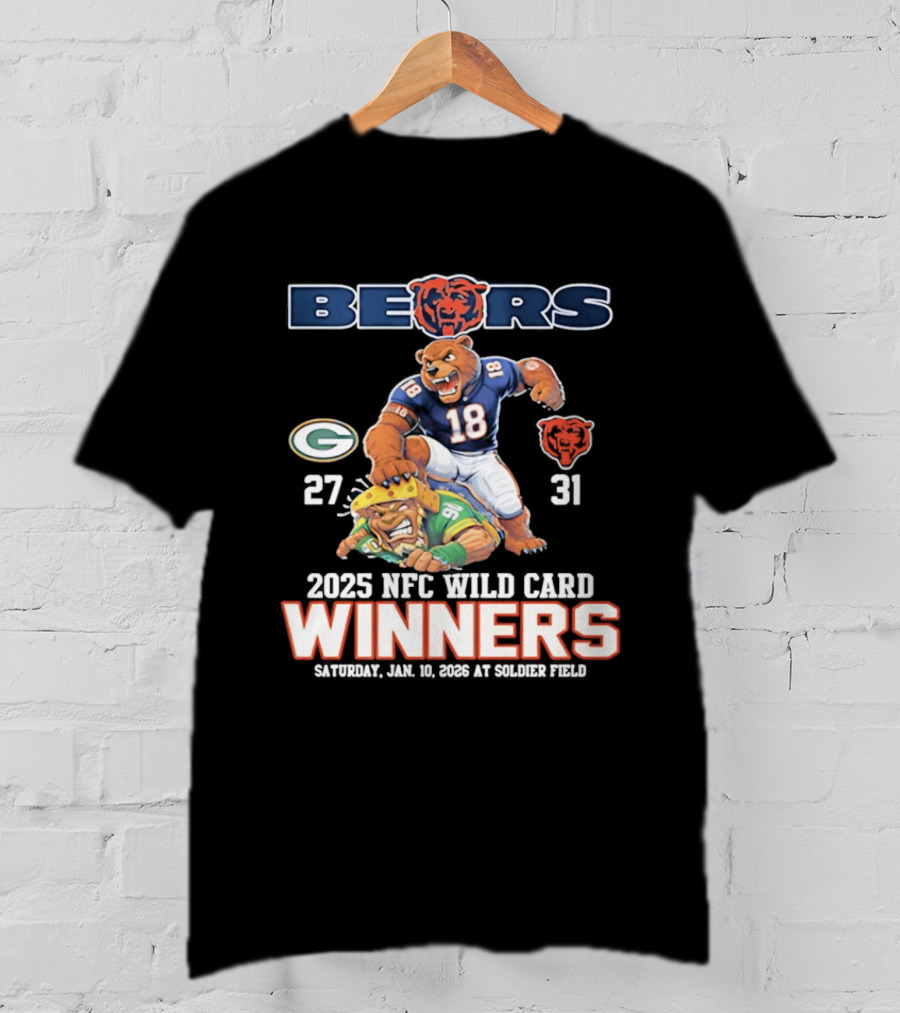Bears 2025 NFC Wild Card Winners January 14 Soldier Field Packers 27 Bears 31 T-Shirt