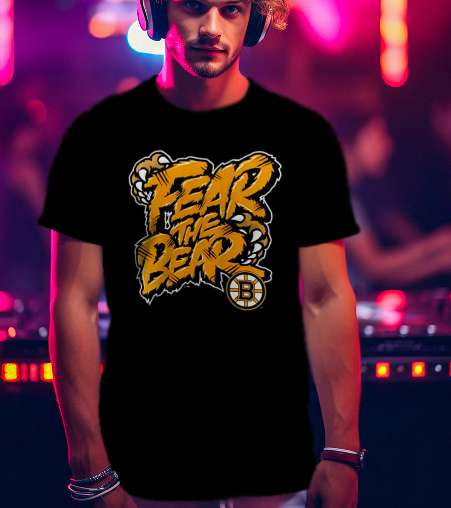 Boston Bruins Fear The Bear Claw Graphic With Team T-Shirt