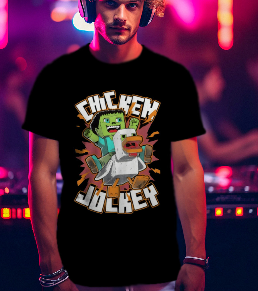 Chicken Jockey Baby Zombie Riding A Chicken Gaming Novelty T-Shirt