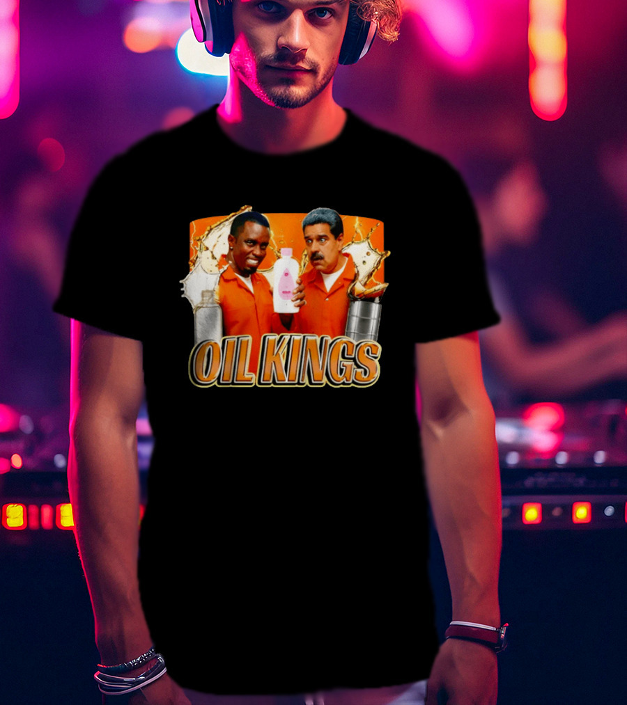OIL KINGS Diddy Vs Nicolas Maduro Orange Bottles Humor T-Shirt