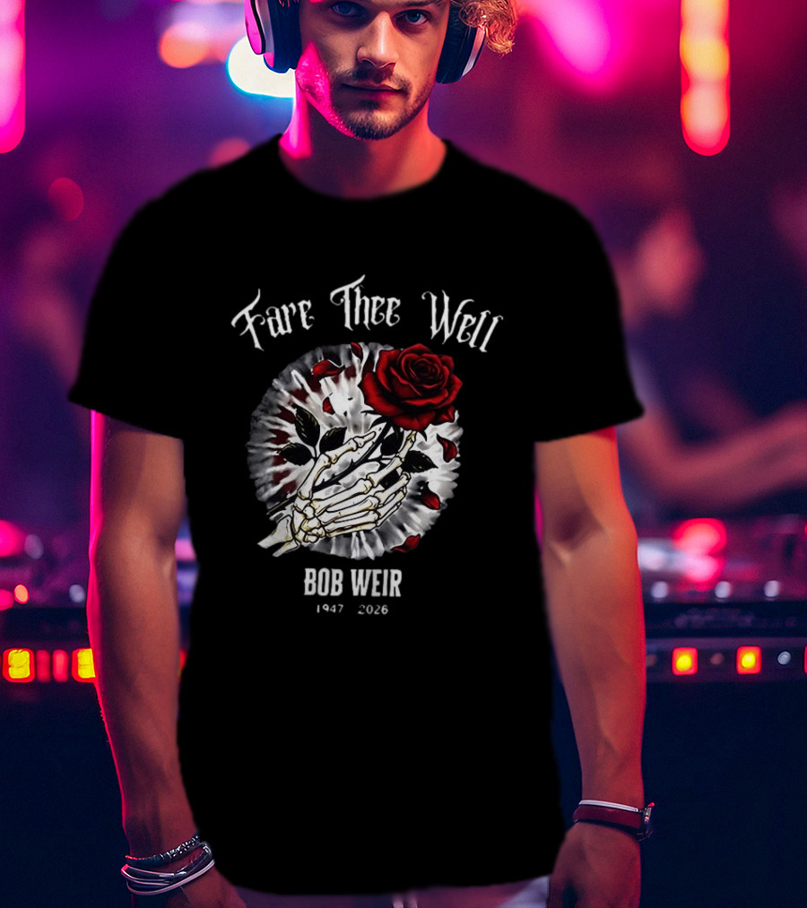 Fare Thee Well Bob Weir Rose Skull 1947 2026 T-Shirt