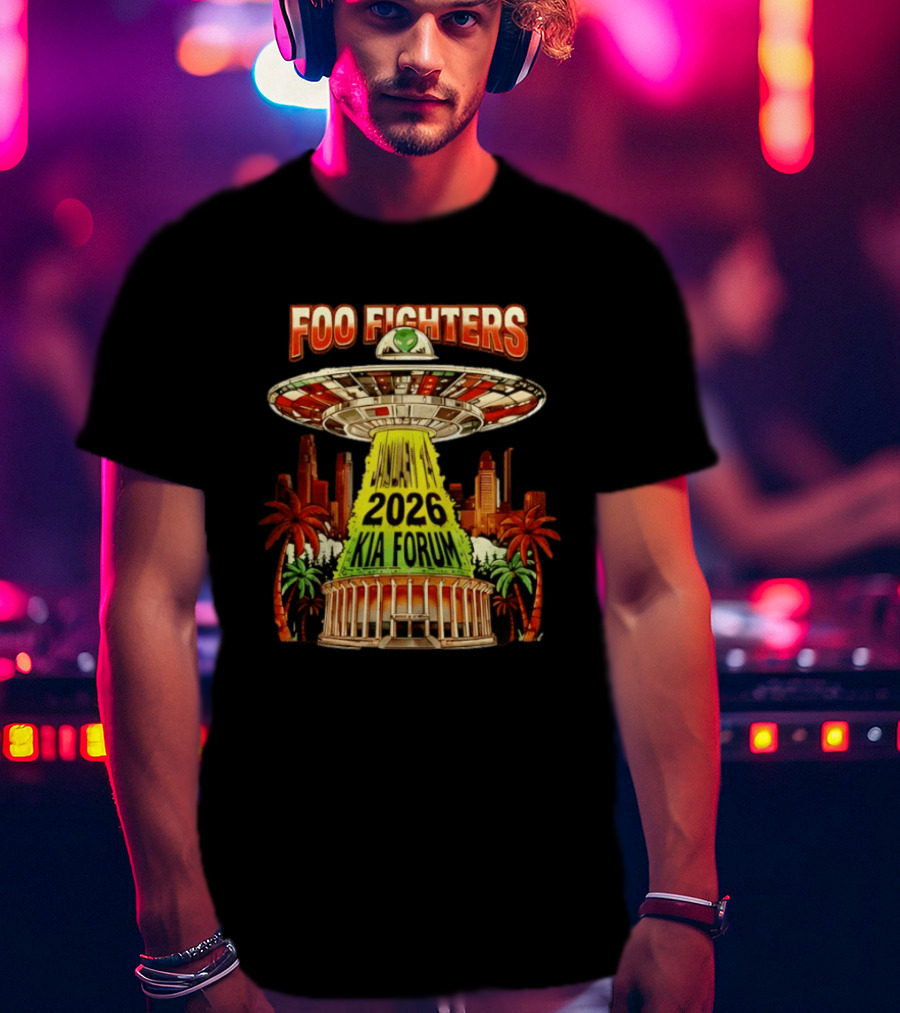 Foo Fighters 2026 Kia Forum Los Angeles UFO Skyline Palms T-Shirt