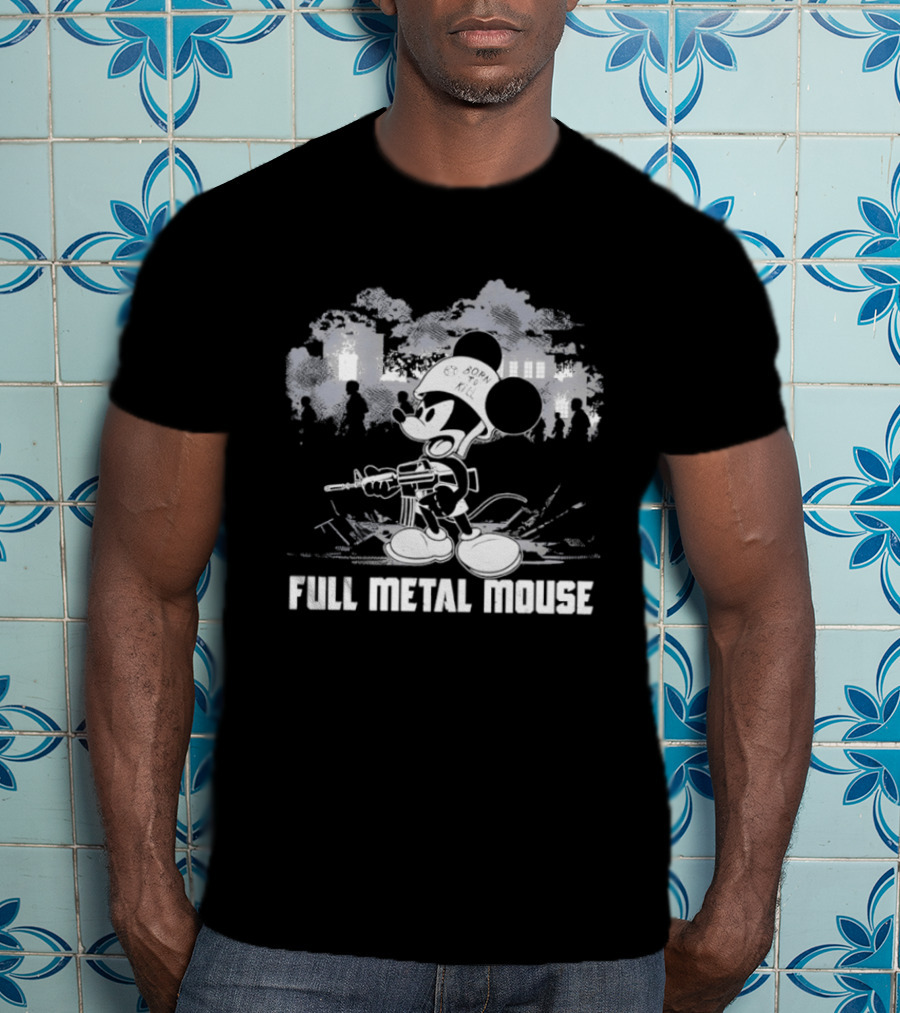 Full Metal Mouse Military Cartoon Character In Action T-Shirt