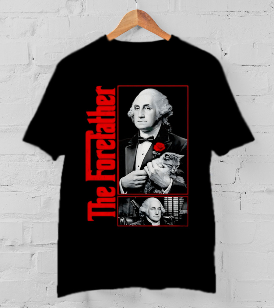 Patriotic George Washington Forefather The American Godfather Cat T-Shirt