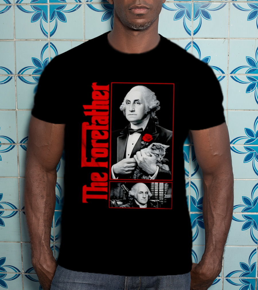 Patriotic George Washington Forefather The American Godfather Cat T-Shirt