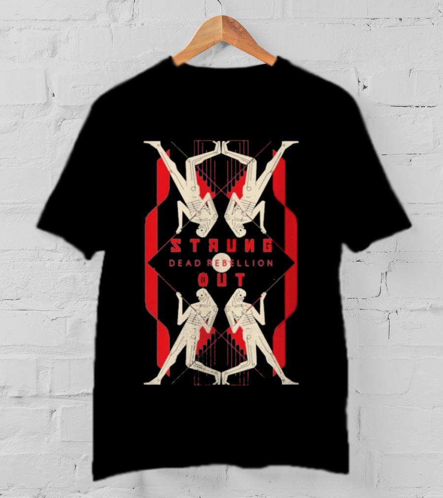 Strung Out Dead Rebellion Punk Band Skeletons Red Chains T-Shirt